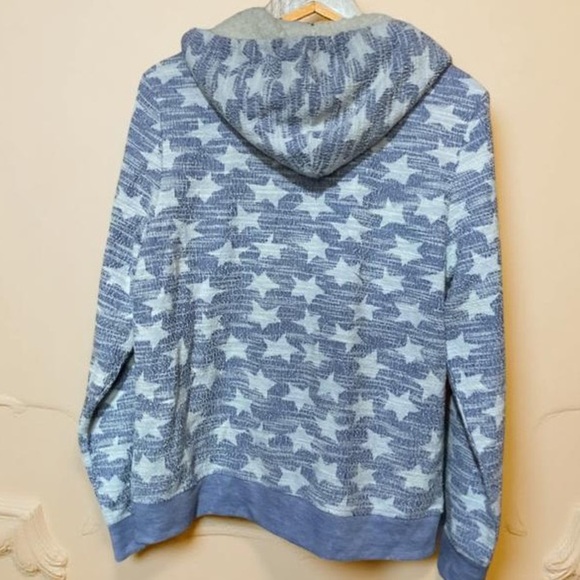 NWT Soho hoodie cream & blue stars,fall,cozy,cool,fur lined,full zip,soft,comfy - Picture 3 of 5
